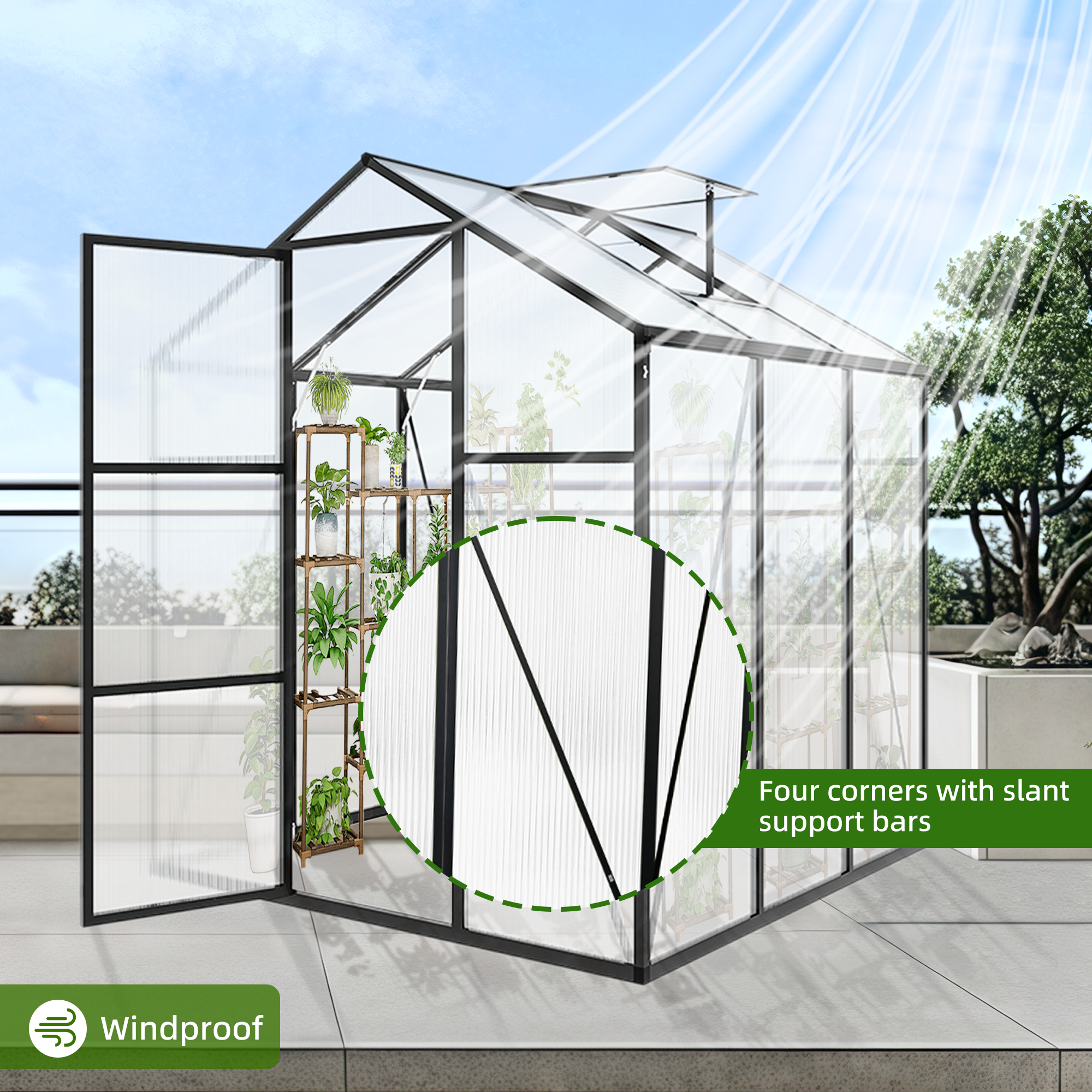 6x6FT Walk-in Outdoor Greenhouse