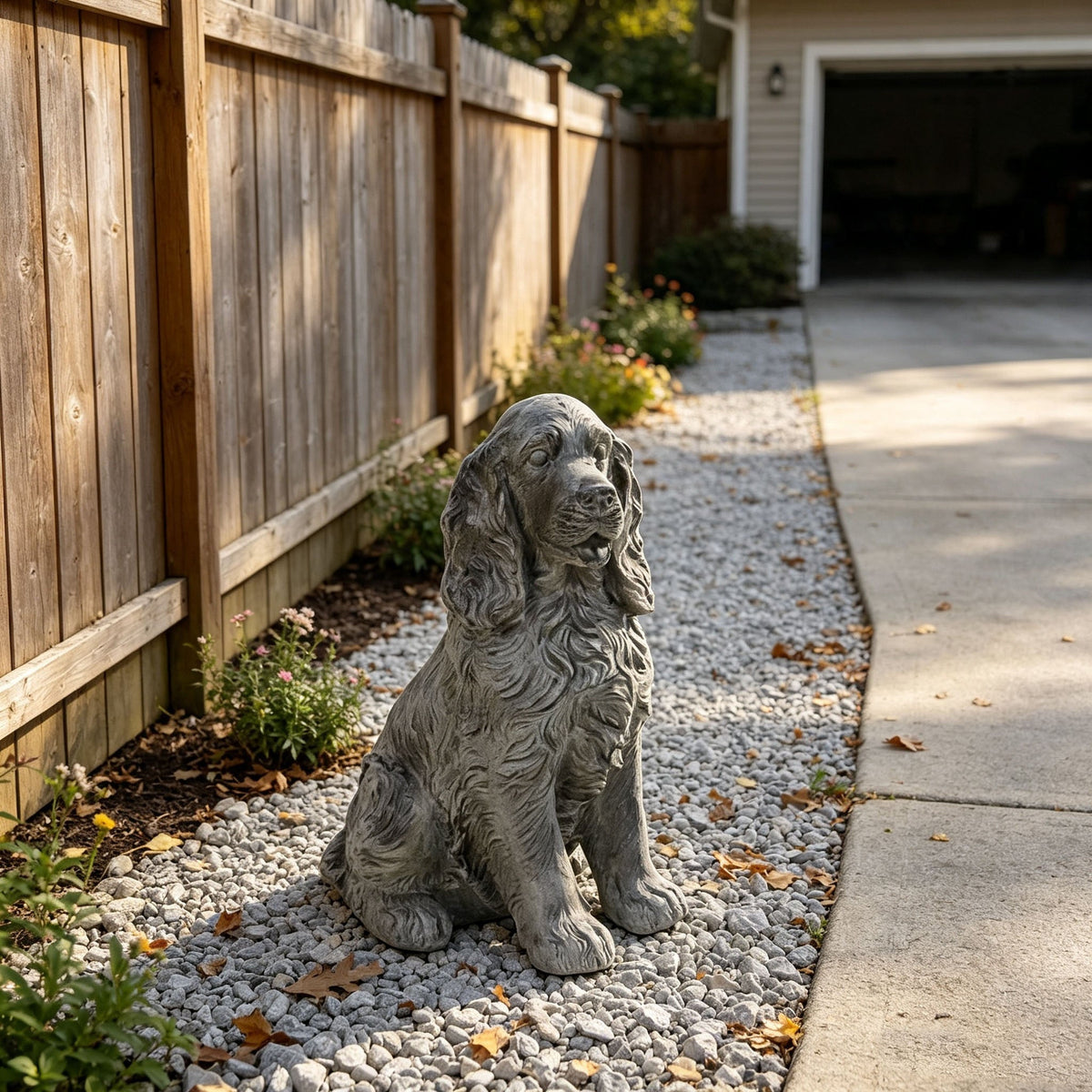18'' Antique Finish Realistic Sitting Cocker Spaniel Dog Statue