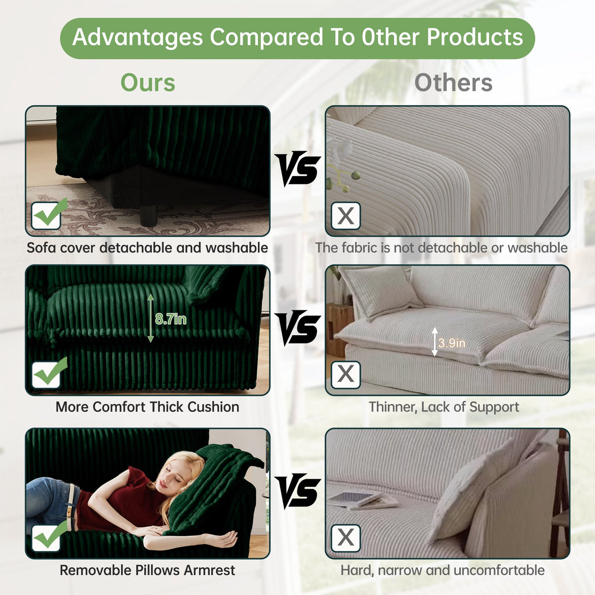 Slipcovered L Shape Sectional Long Sofa Couch