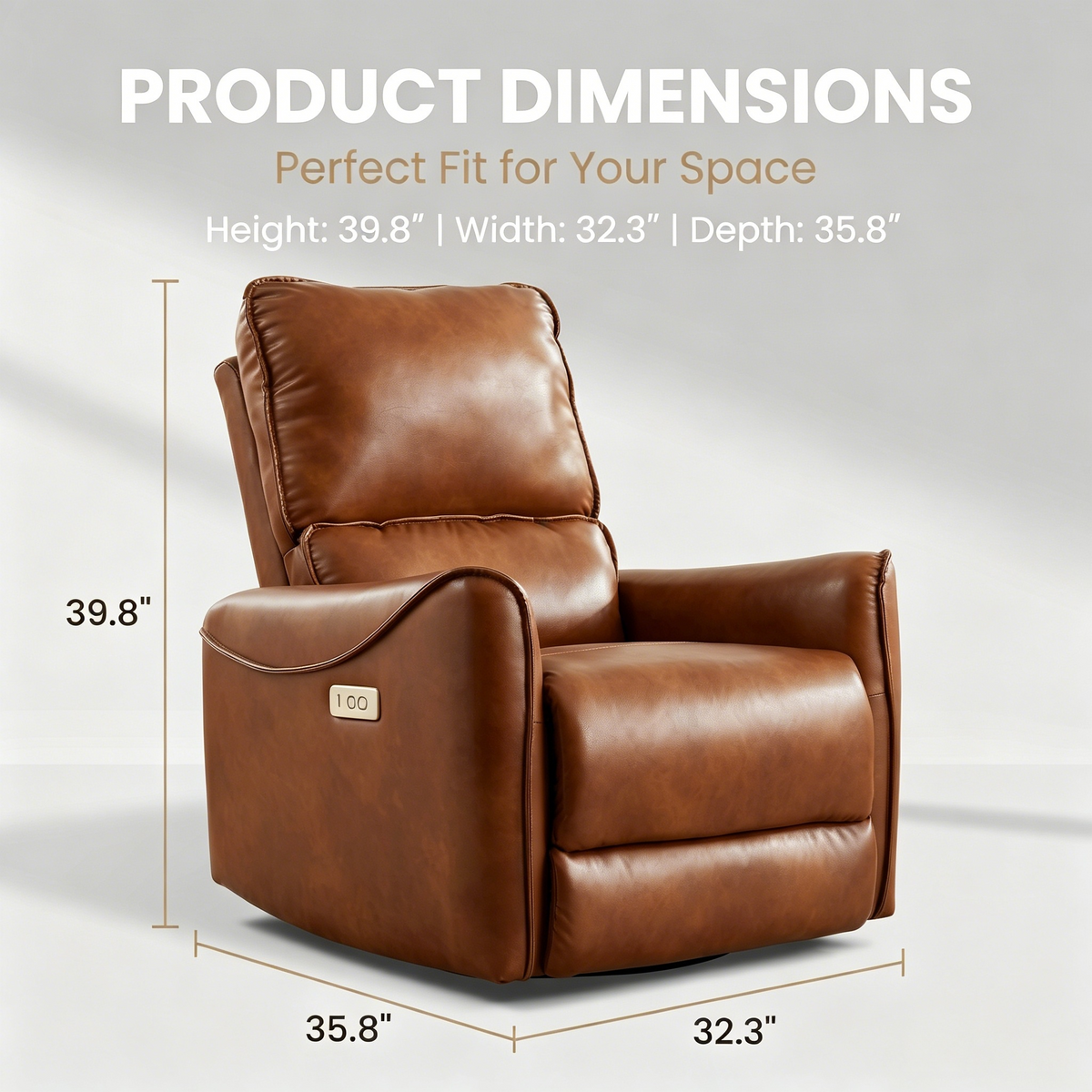 Brown Color Air Leather Electric Recliner Chair with Rocker and Swivel