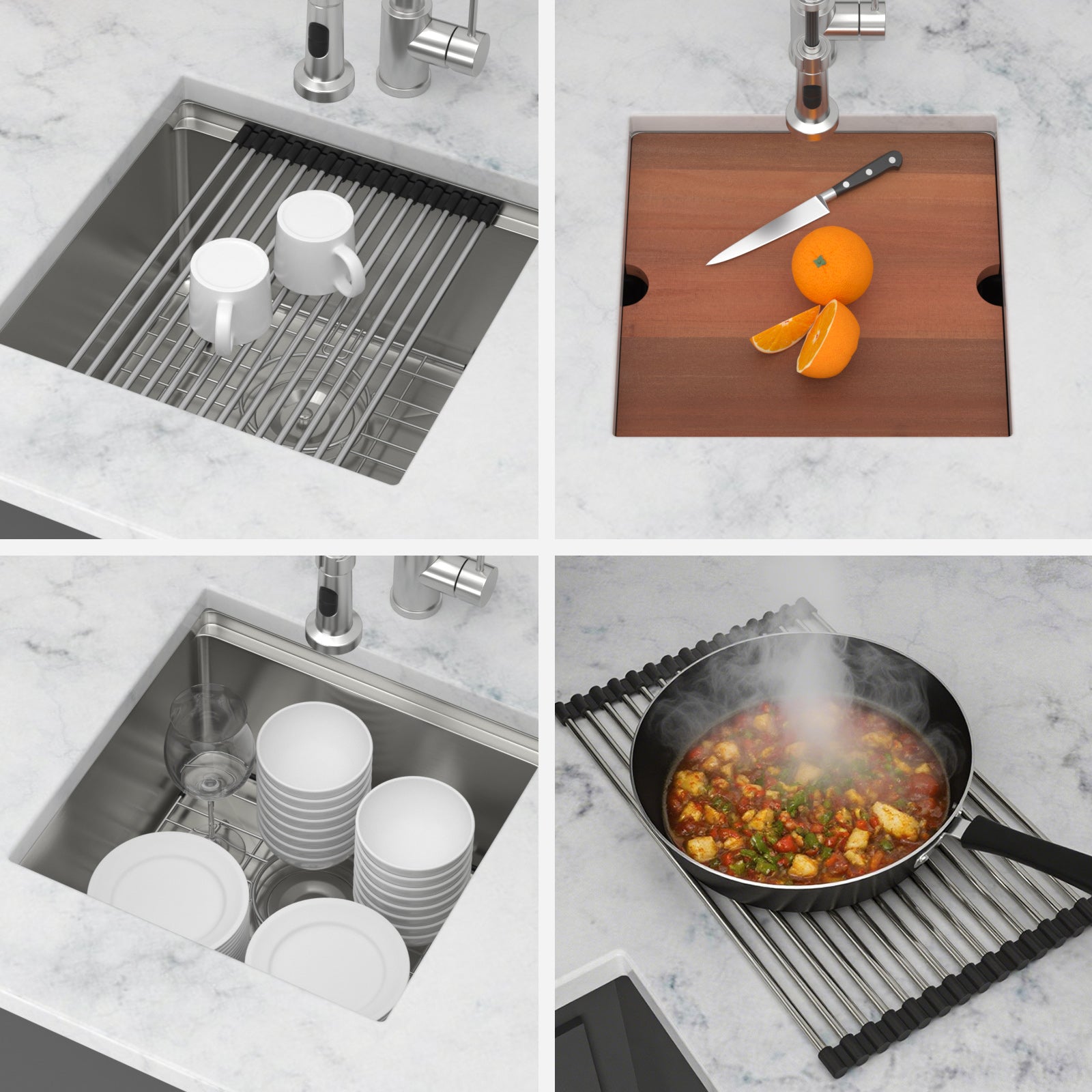 17" Undermount Kitchen Sink - Workstation Design
