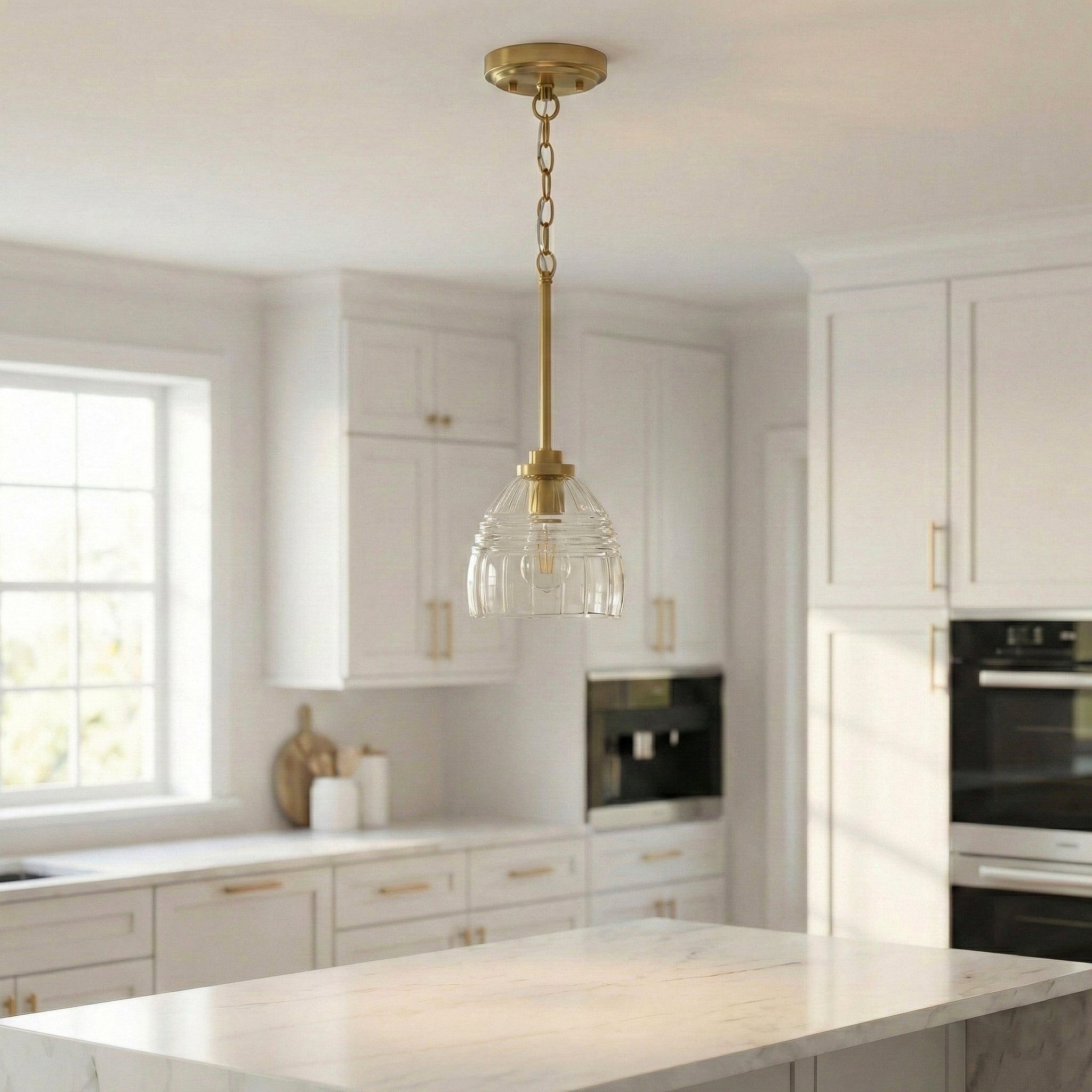 Ember Three Candle Lights Chain Pendant With Clear Glass - Satin