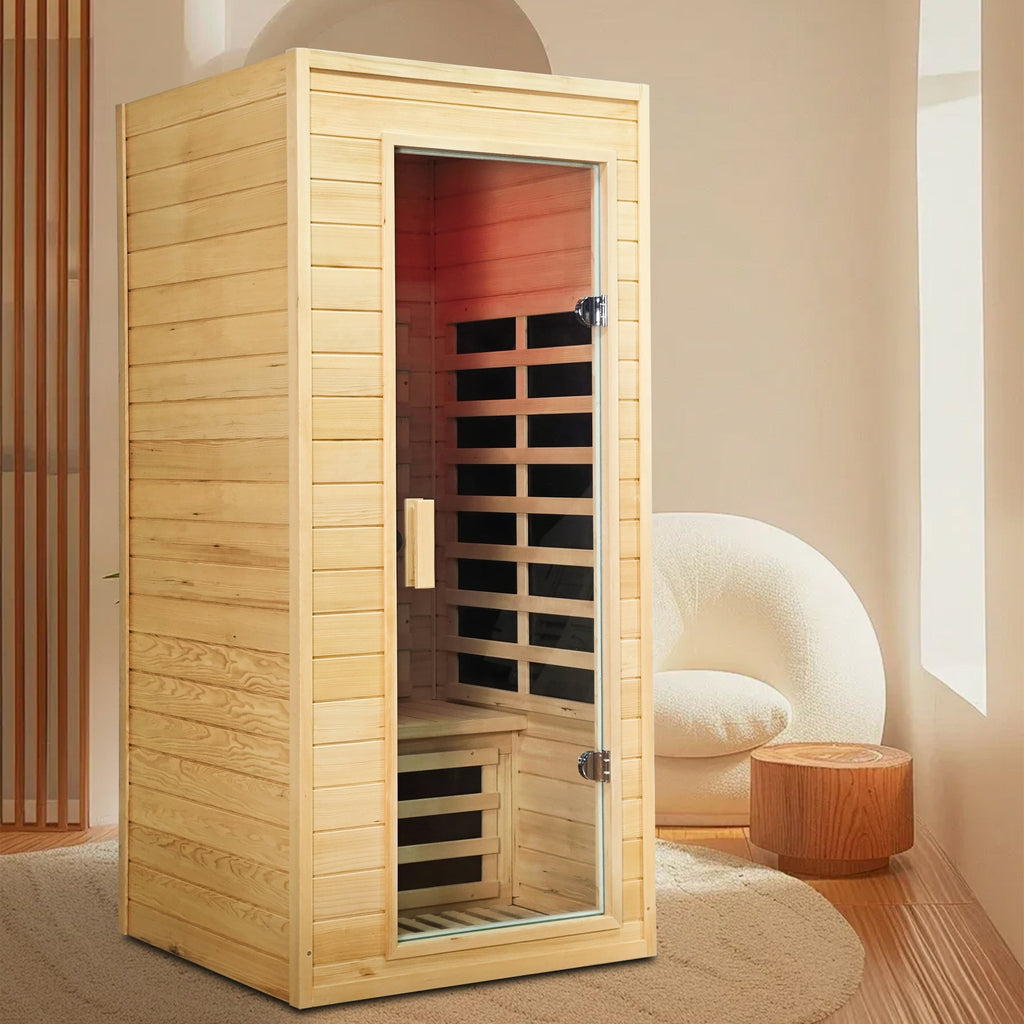 Hemlock Wood One-Person Far Infrared and Red-Light Indoor Sauna Room