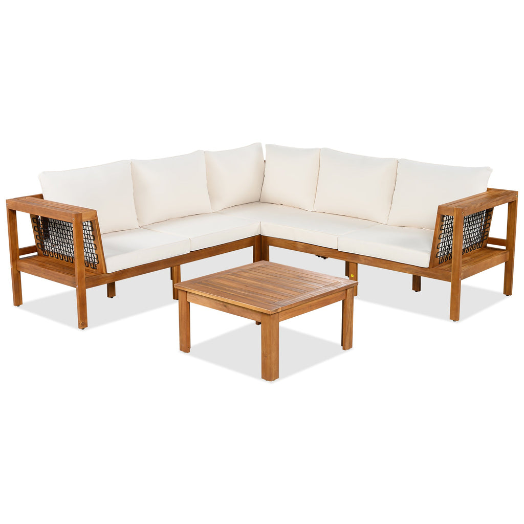 GO 4 Pieces Outdoor Acacia Wood Sofa Set