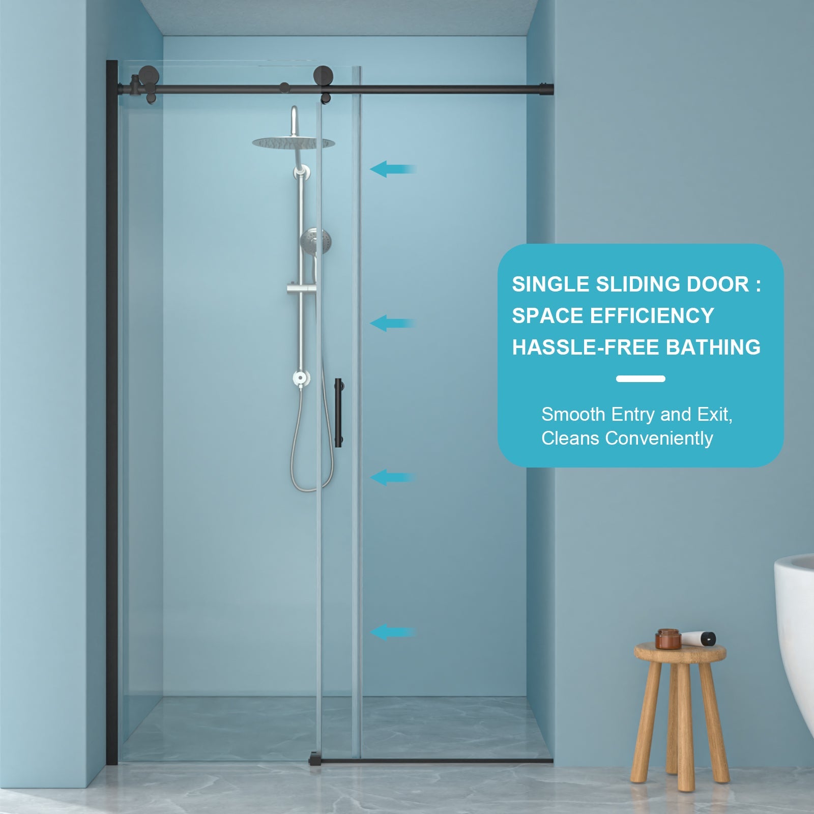 Shower Door 48" W x 76" H Single Sliding Bypass Shower Enclosure