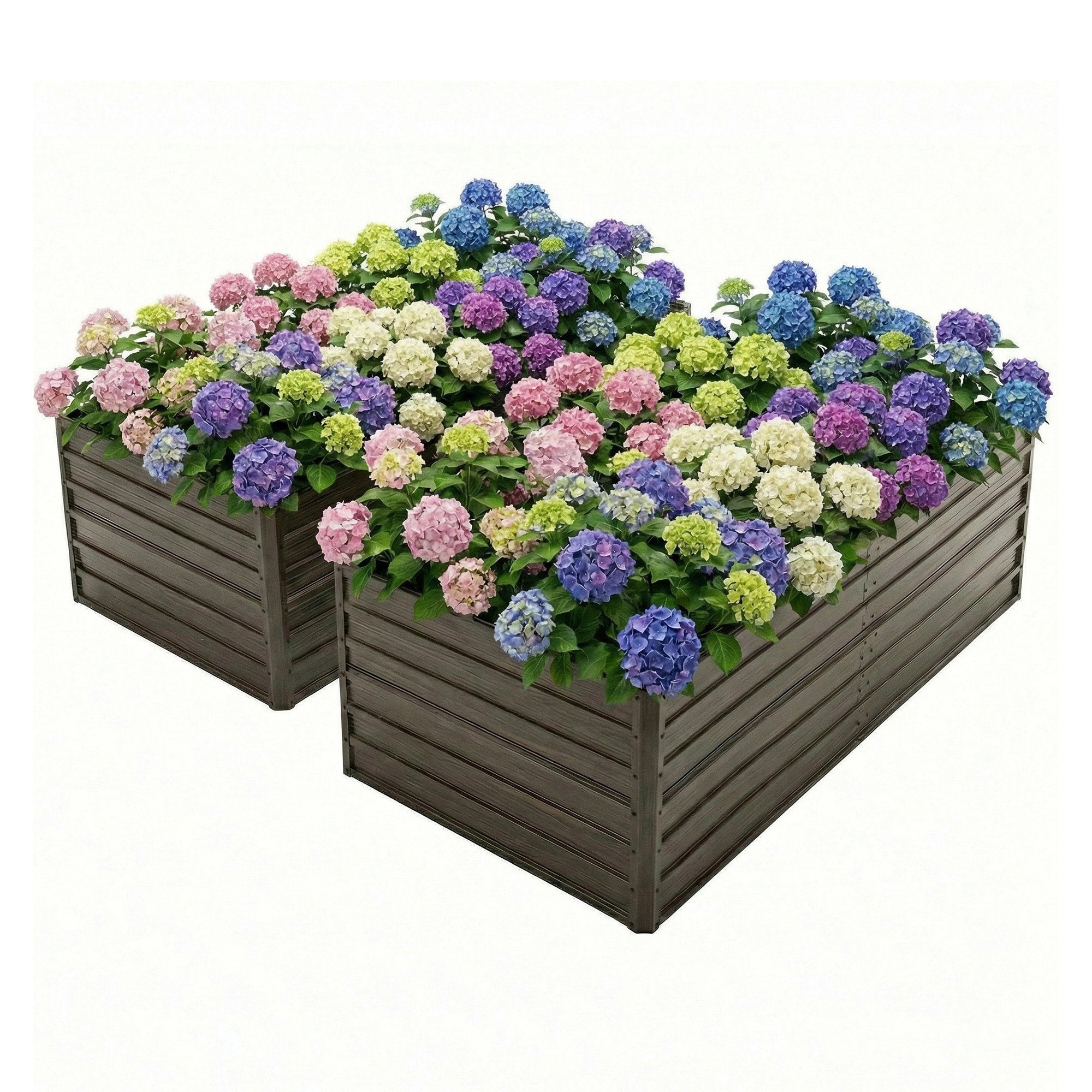 8x4x2 FT Woodgrain Galvanized Raised Garden Bed Set