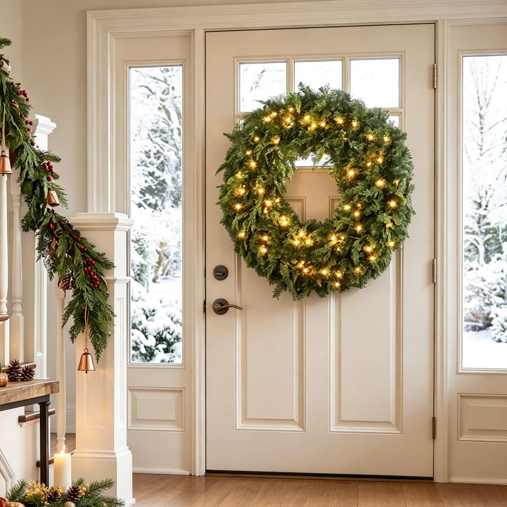 36-Inch Pre-Lit Crestwood Spruce Artificial Christmas Wreath