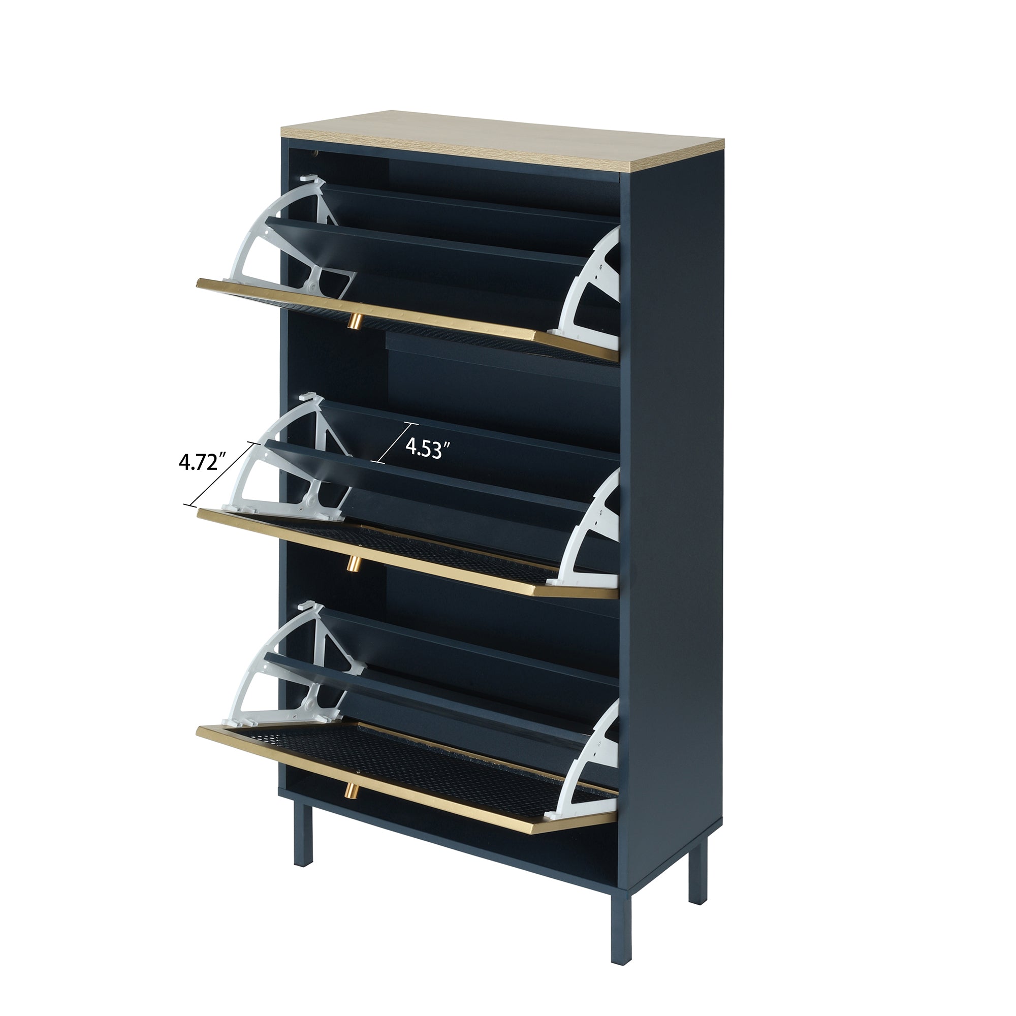 3 Metal Door Shoe Rack - Freestanding Modern Shoe Storage Cabinet