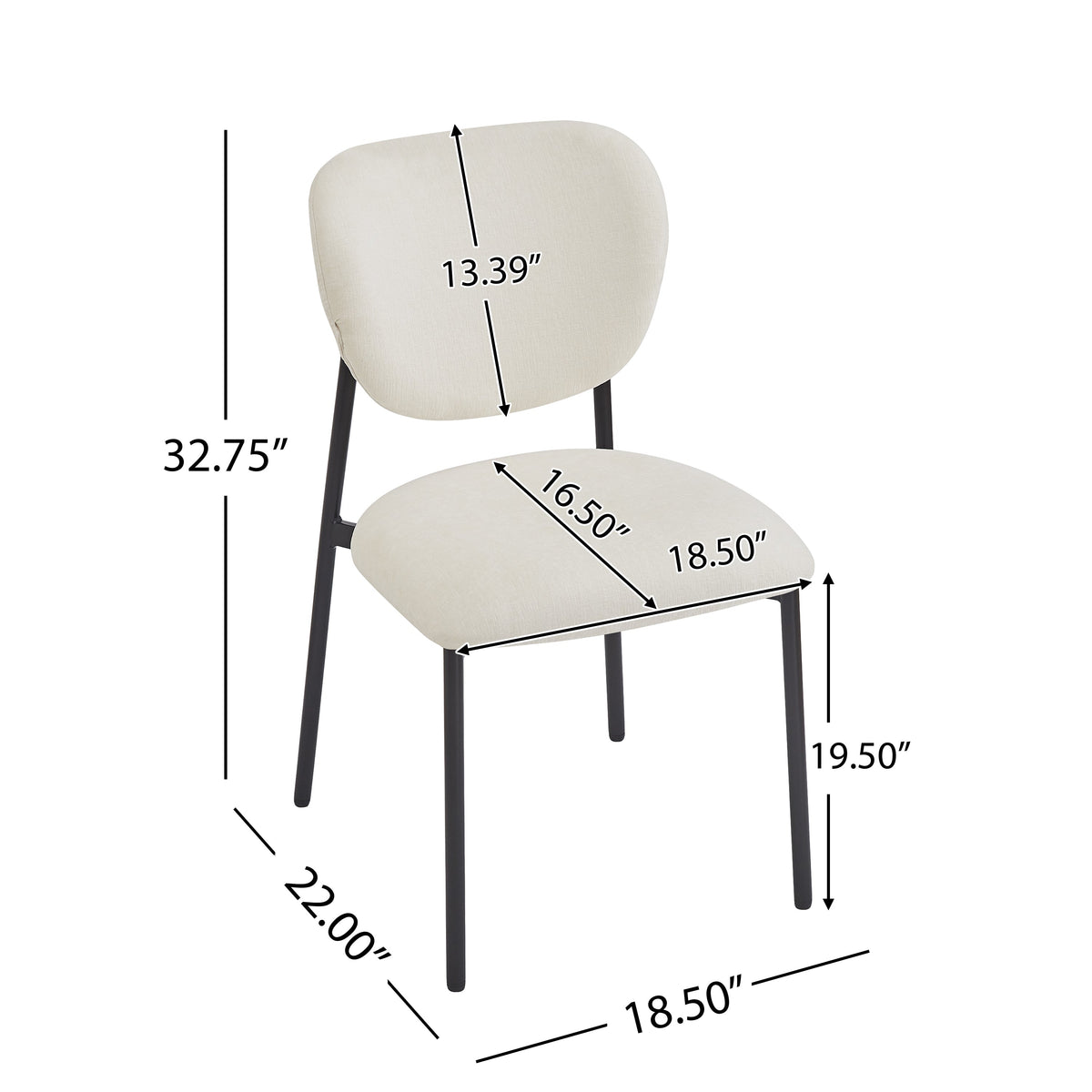 Upholstered Dining Chairs With Metal Legs (Set of 2)