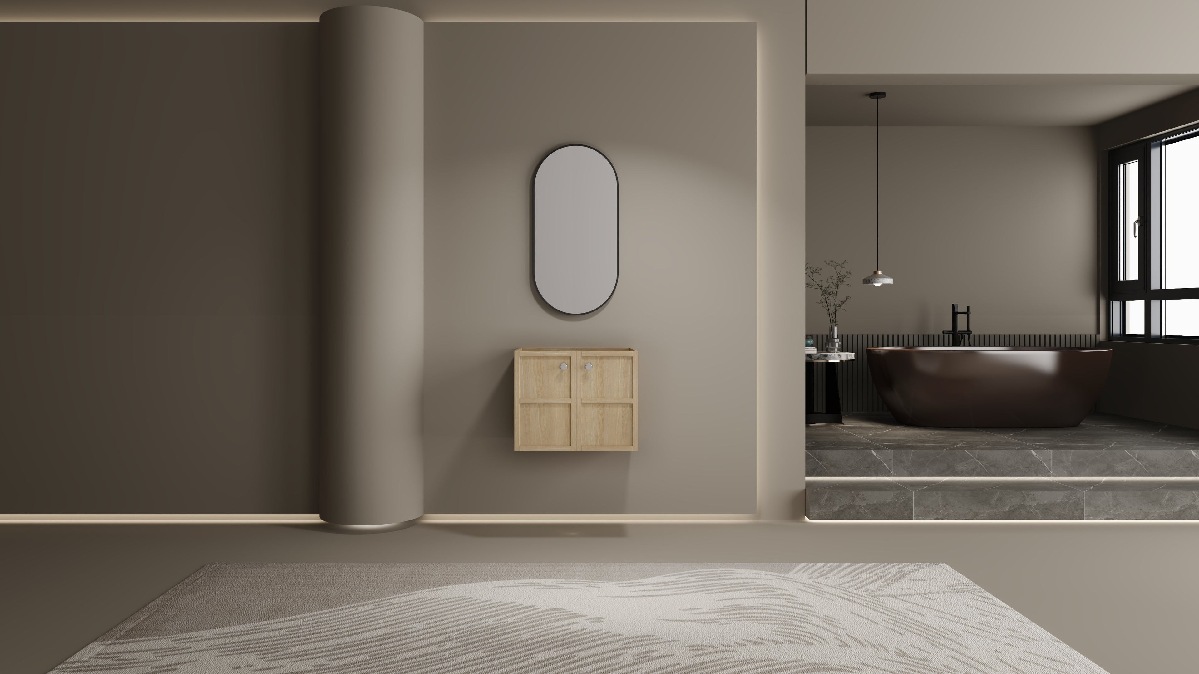 24" Wall-Mounted Bathroom Vanity, 2-Soft Closing Door