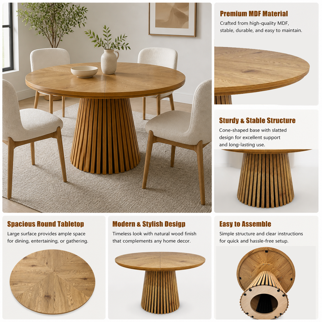 47.24" Oval Wooden Dining Table