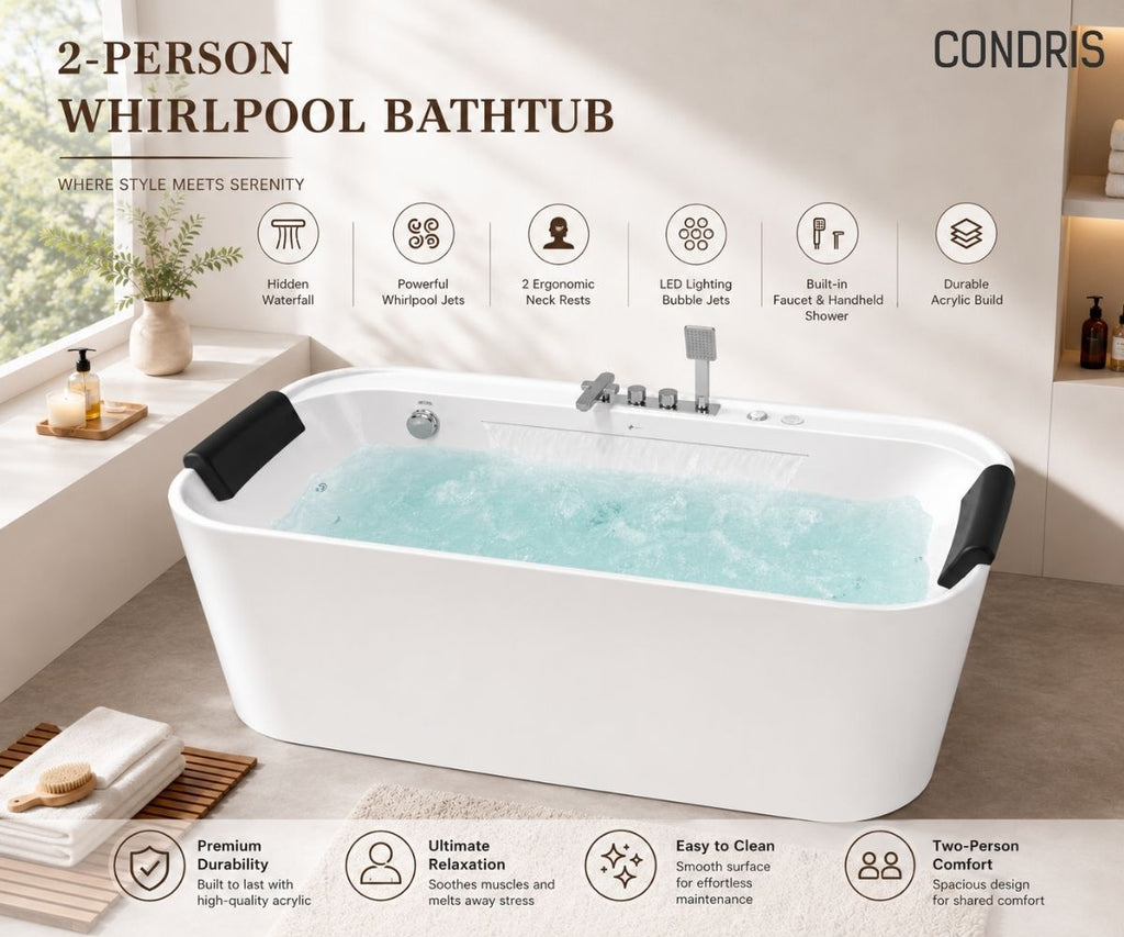 Condris 67" x 35" Whirlpool Bathtub