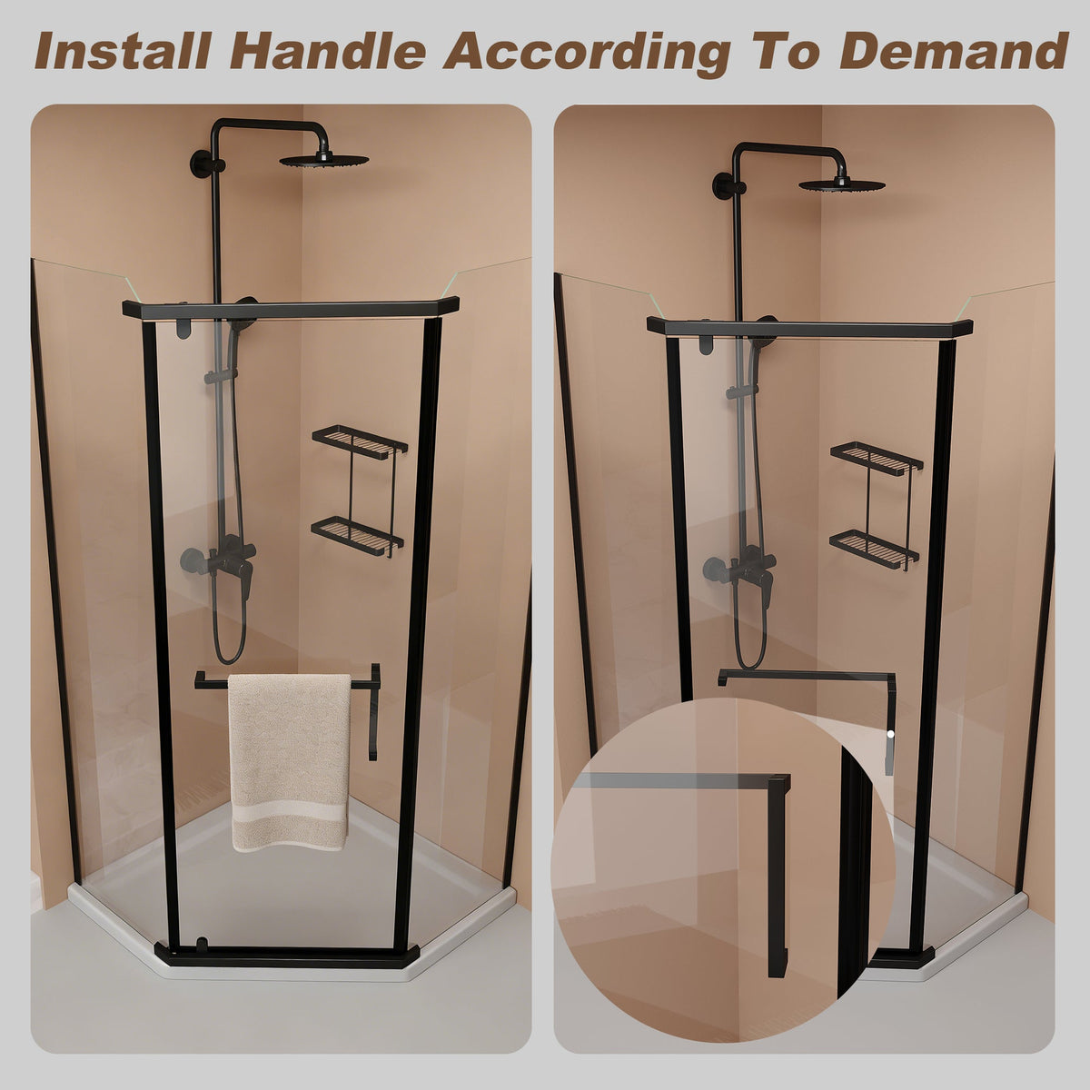 36" x 36" x 72" Frameless Neo-Angle Pivot Shower Door
