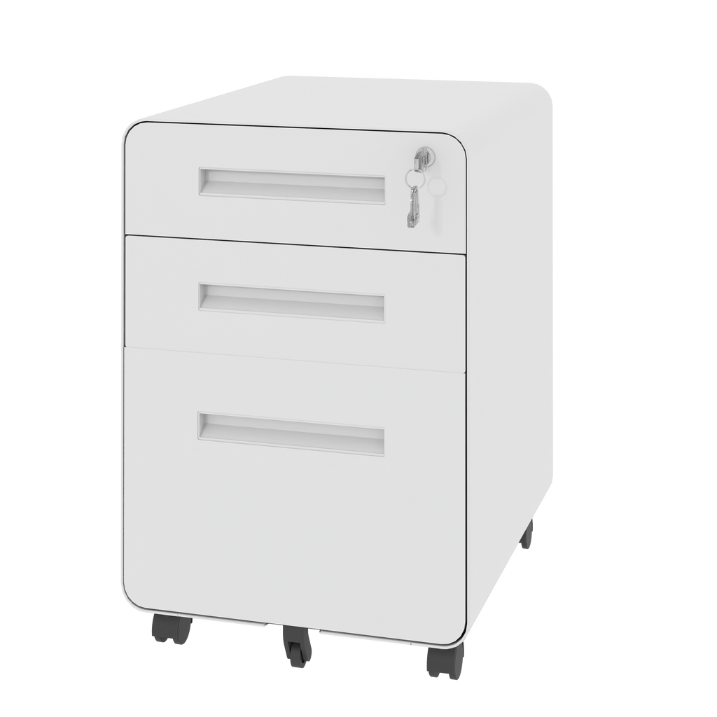 3-Drawer Wide Mobile File Cabinet with Lock