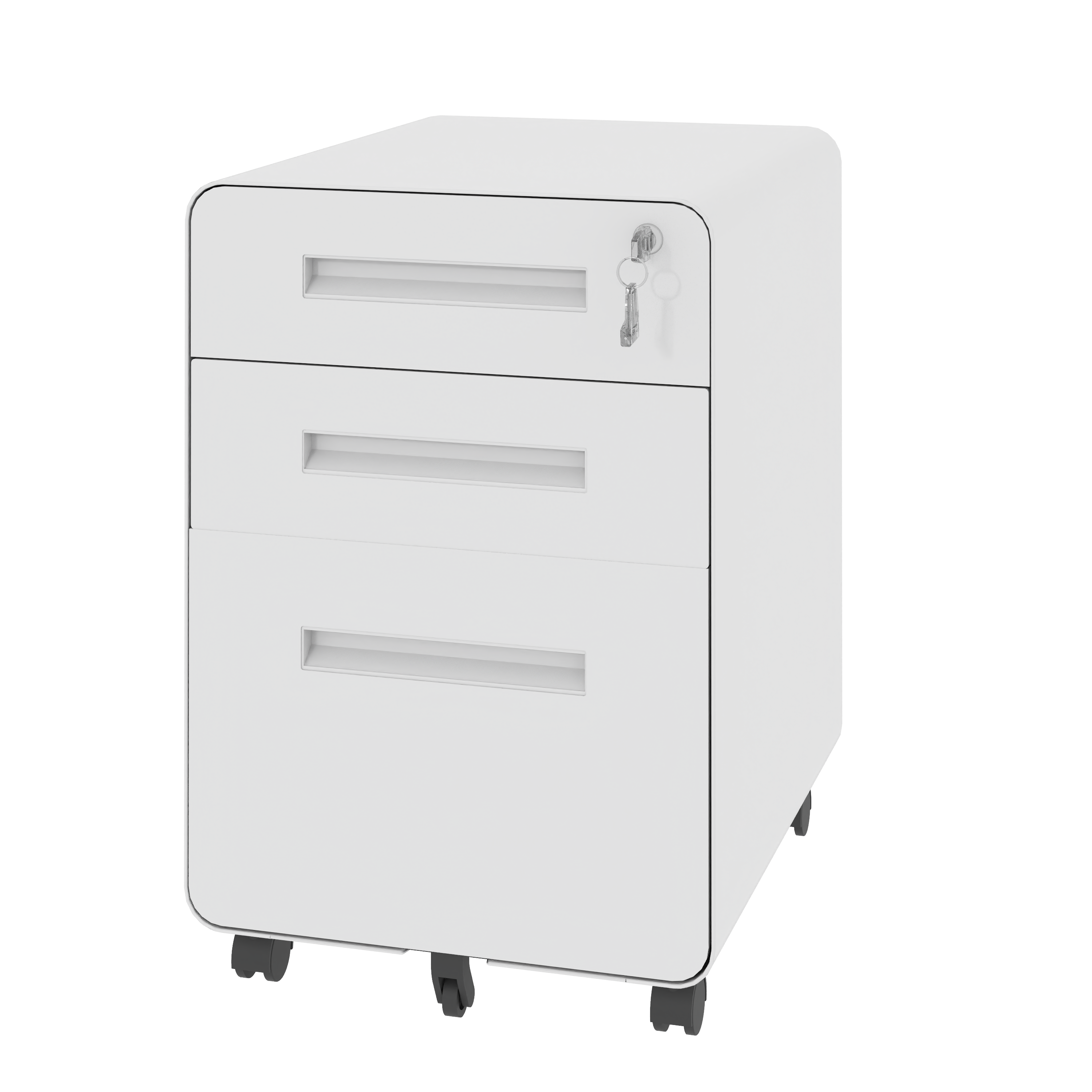 3-Drawer Wide Mobile File Cabinet with Lock