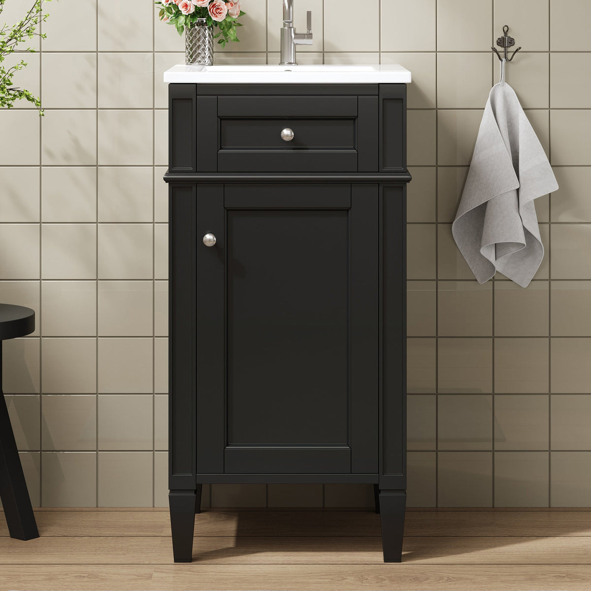16-Inch Bathroom Vanity with Ceramic Sink