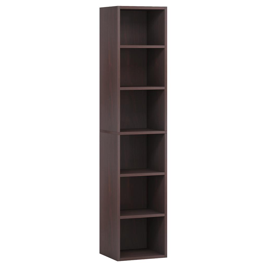 70.9" Cherry 6-Tier Narrow Corner Cube Bookcase