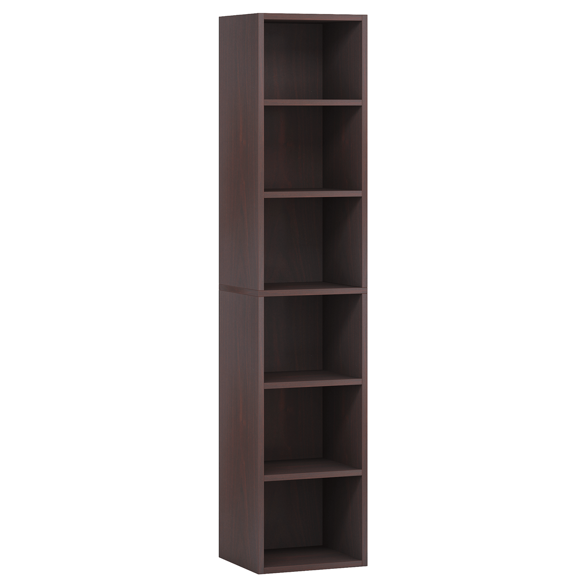 70.9" Cherry 6-Tier Narrow Corner Cube Bookcase