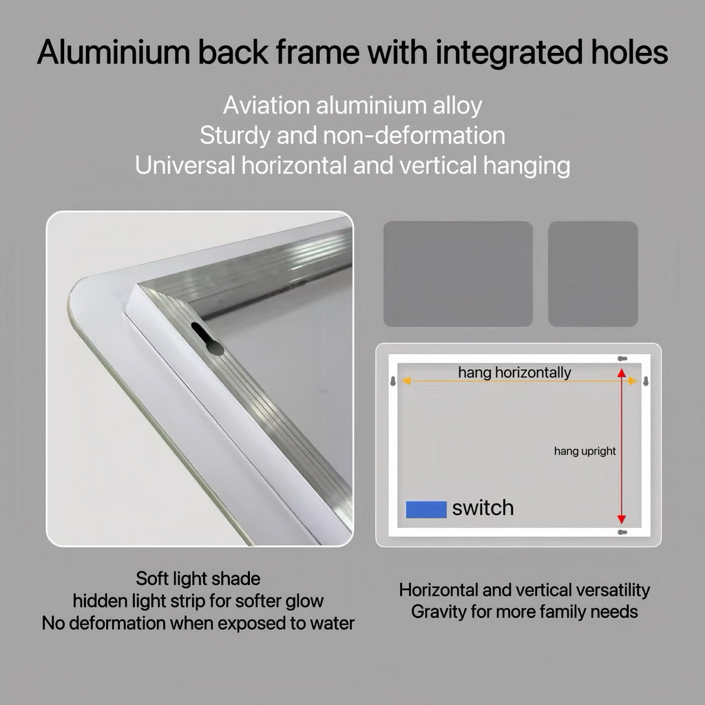 40x32 Inch LED Bathroom Mirror with Front Lights