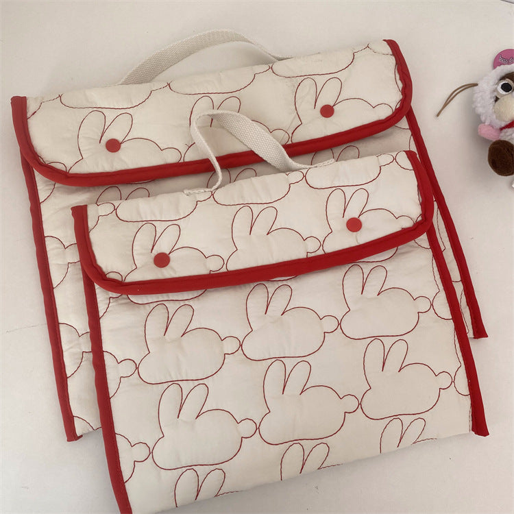 Embroidered Rabbit Pattern Portable Tablet Storage Bag