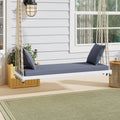 TOPMAX Patio Wooden Swing Chair, Hanging Porch Swing Bench
