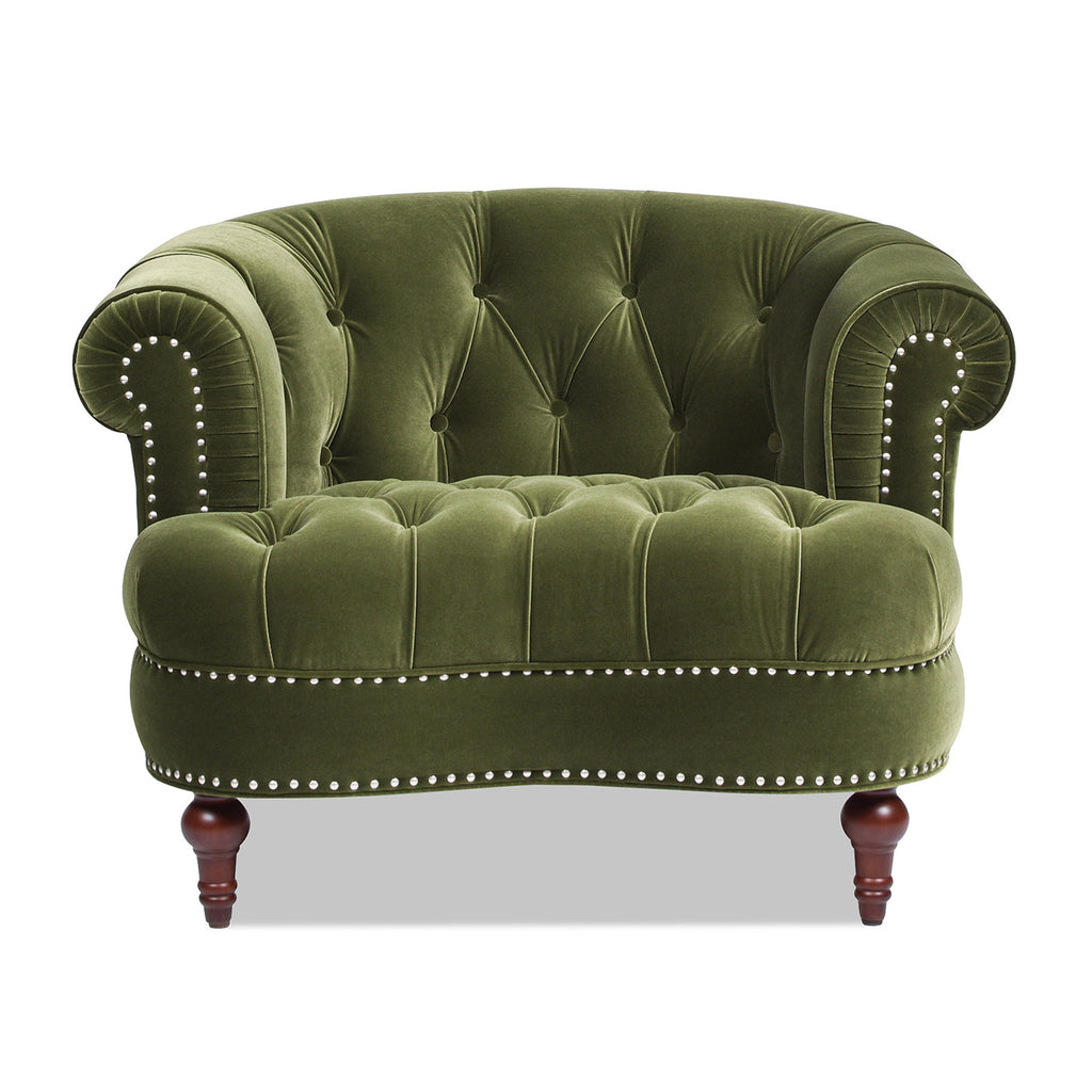 La Rosa Victorian Tufted Upholstered Accent Chair, Olive