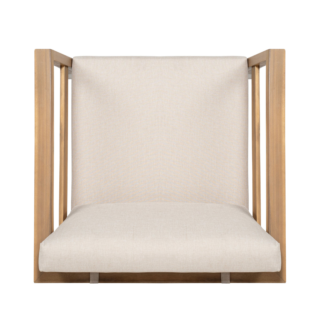 Outdoor Club Chair with Arms - Acacia Wood Arm Chair with Cushion
