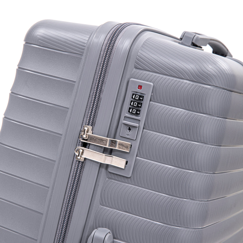 Light Gray 4-Piece Spinner Wheel Luggage Set with Cosmetic Case