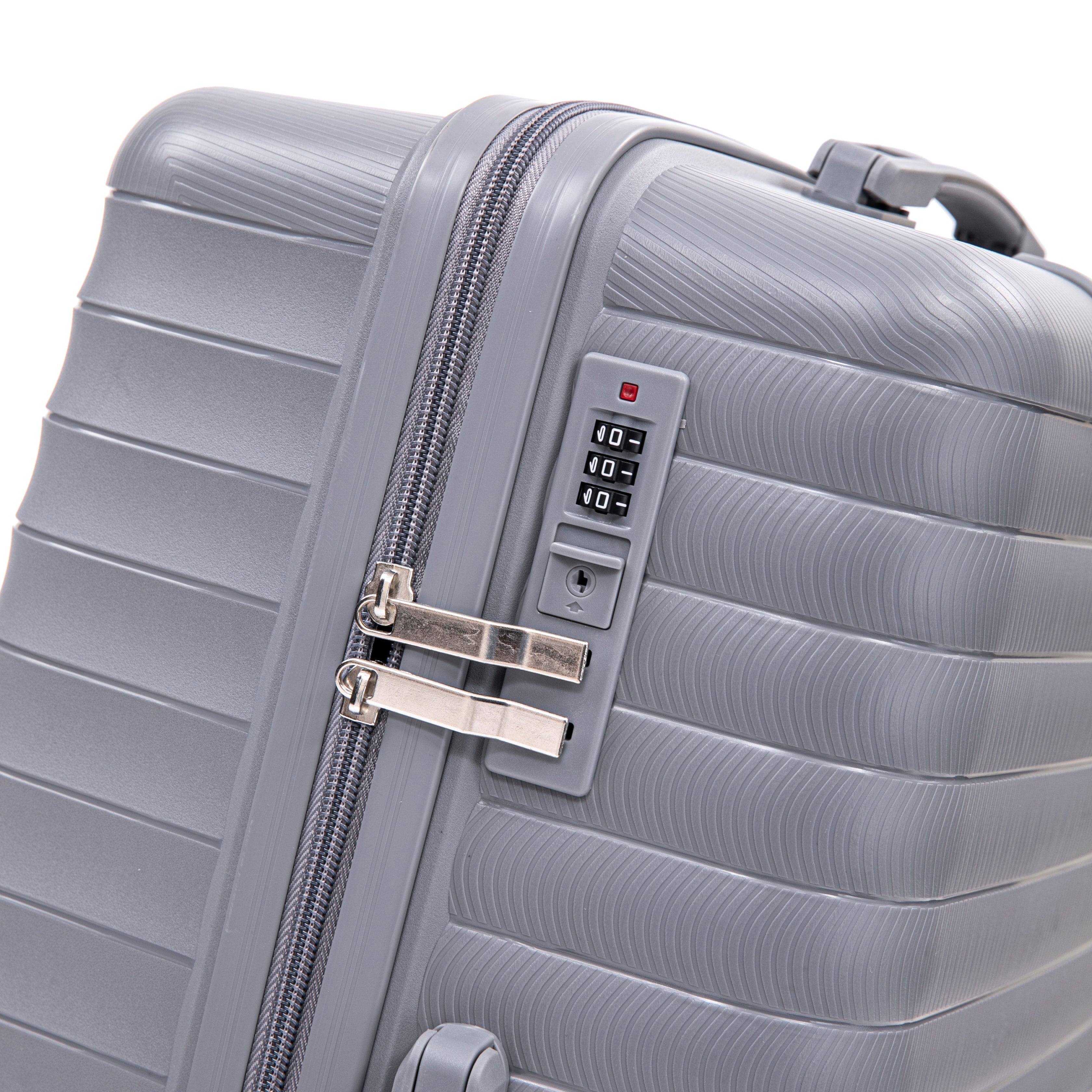Light Gray 4-Piece Spinner Wheel Luggage Set with Cosmetic Case