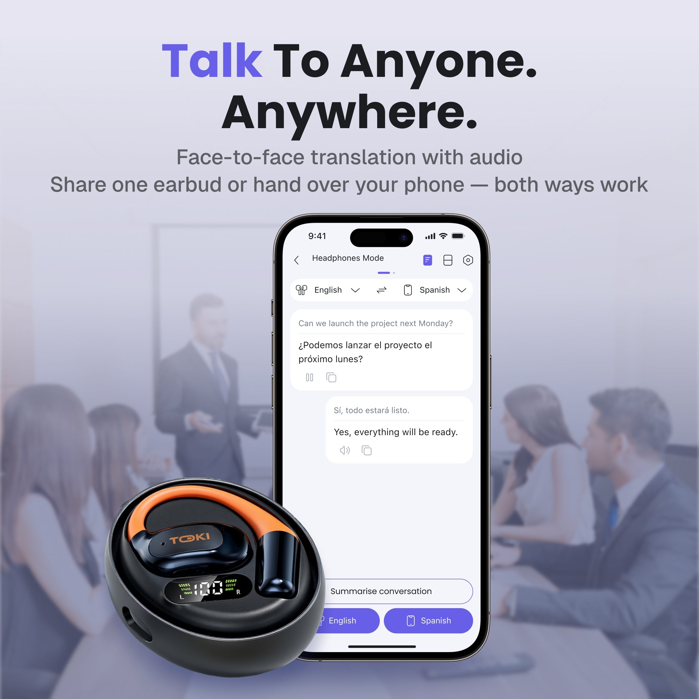 Toki Air-3 Open-Ear AI Translation Earbuds