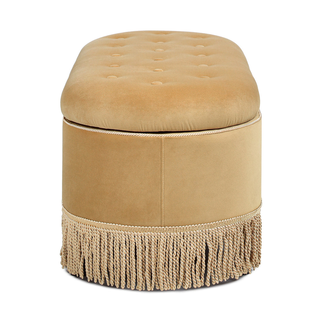 Melinda 48.5" Oval Tufted Bullion Fringe Storage Bench