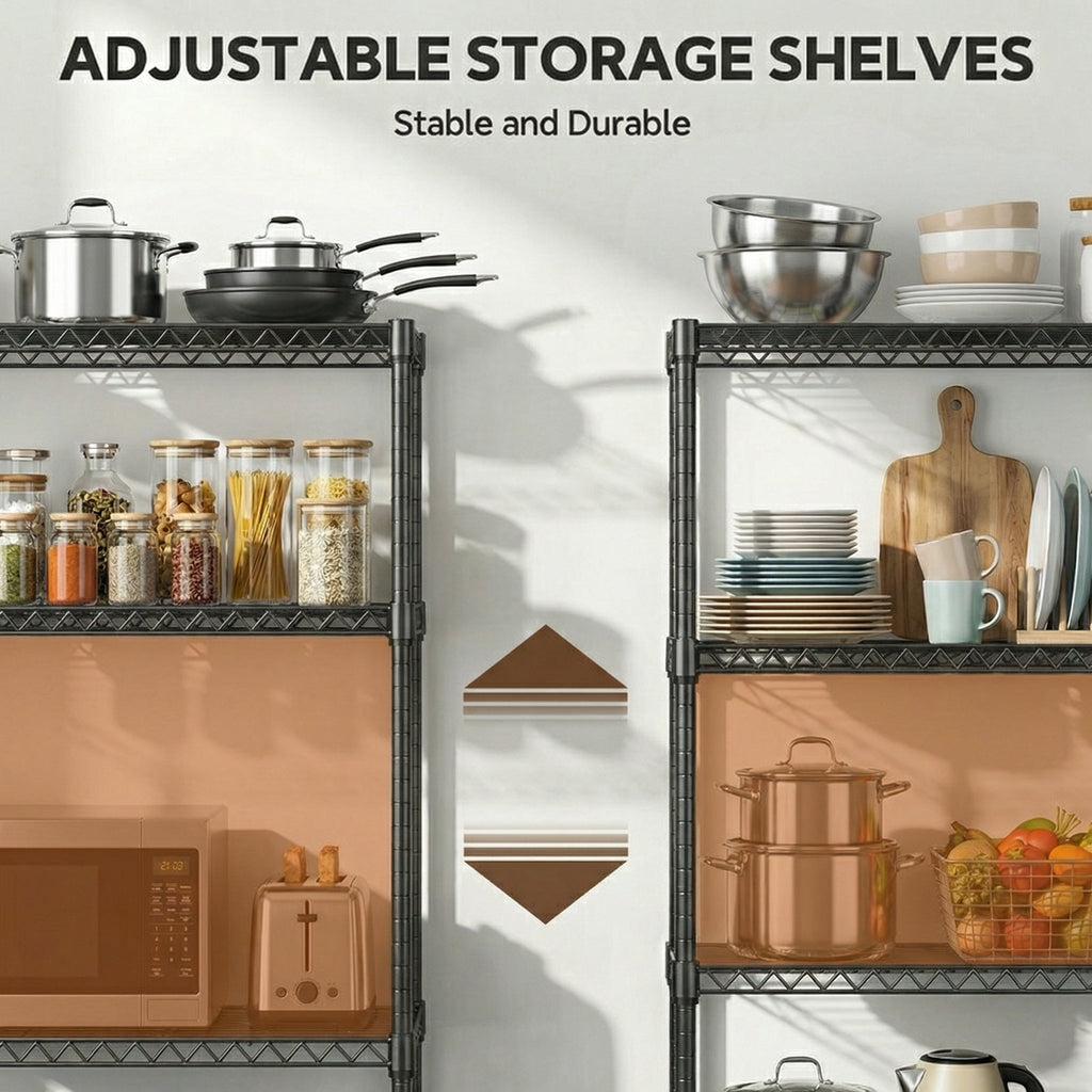 6 Tiers Storage Shelves - Heavy Duty Metal Shelving Unit