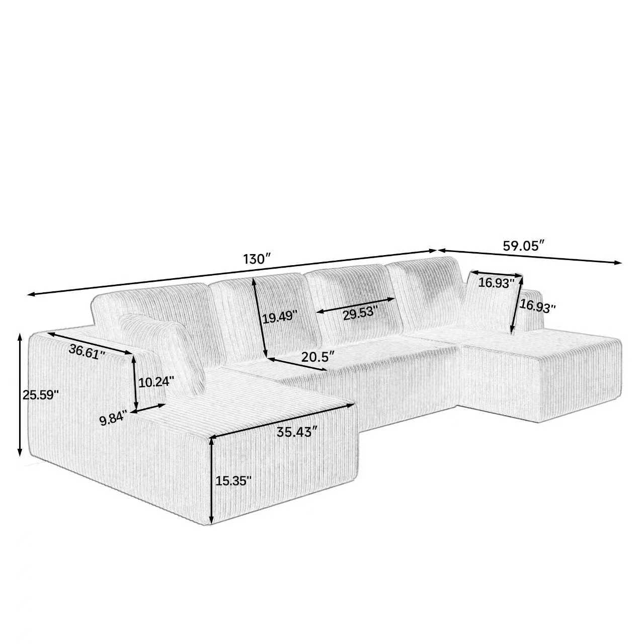 U Shape Modular Sectional Sofa