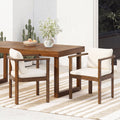 Outdoor Dining Chair Set of 2 with Curved Acacia Wood Arms