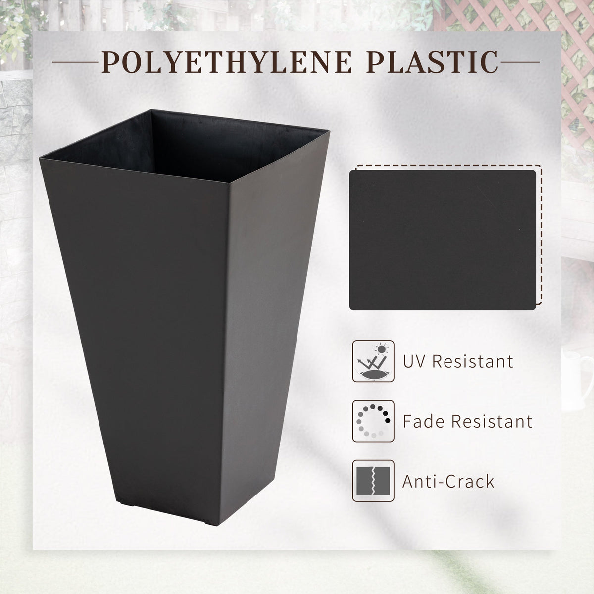 Outsunny Set of 3 Tall Planters with Drainage Hole, 28"