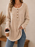 Anno's Self-developed 2026 European And American Women's Fashion Casual Round-neck Buttoned Long-sleeve Top For Amazon Independent Stores