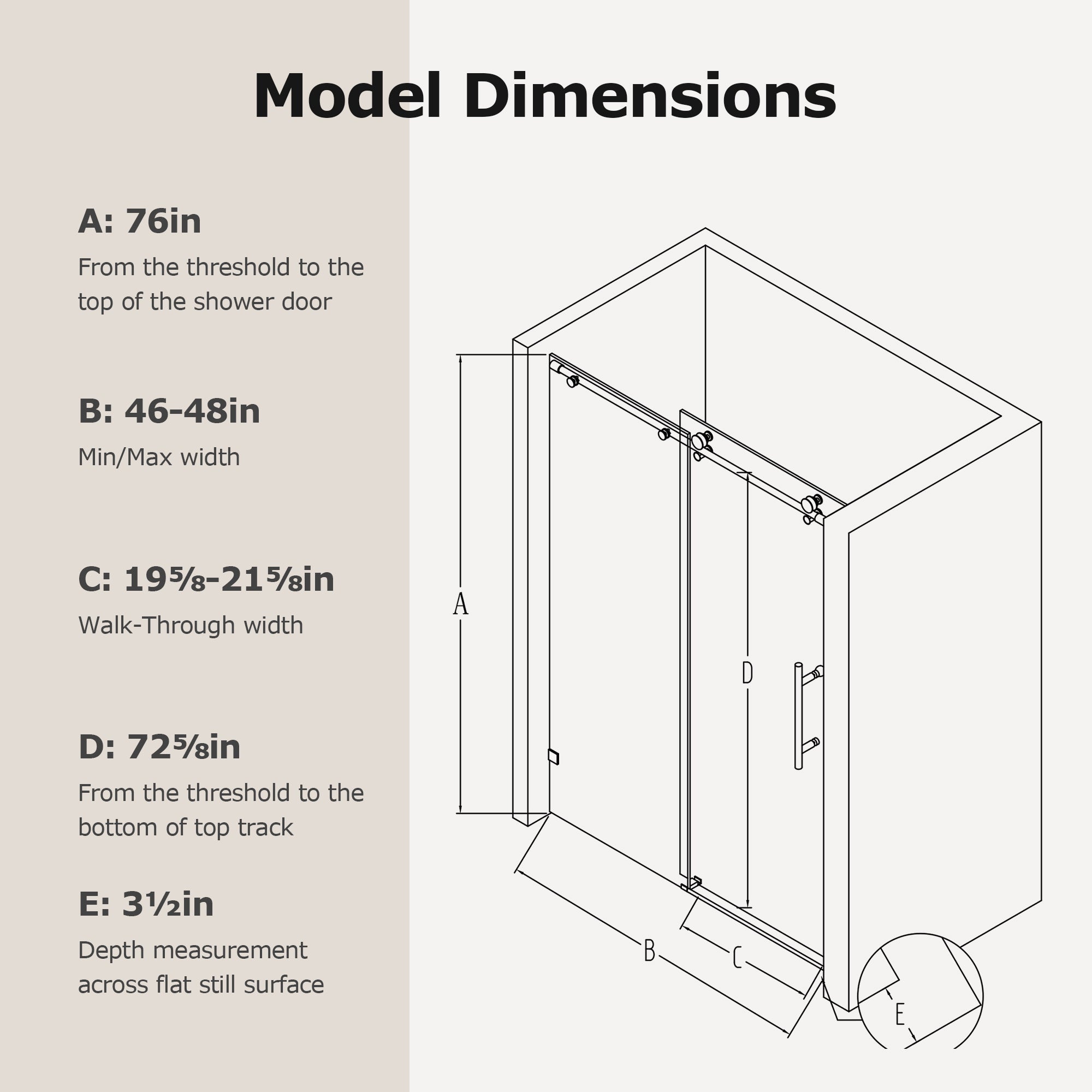 Frameless Single Sliding Soft-Close Shower Doors