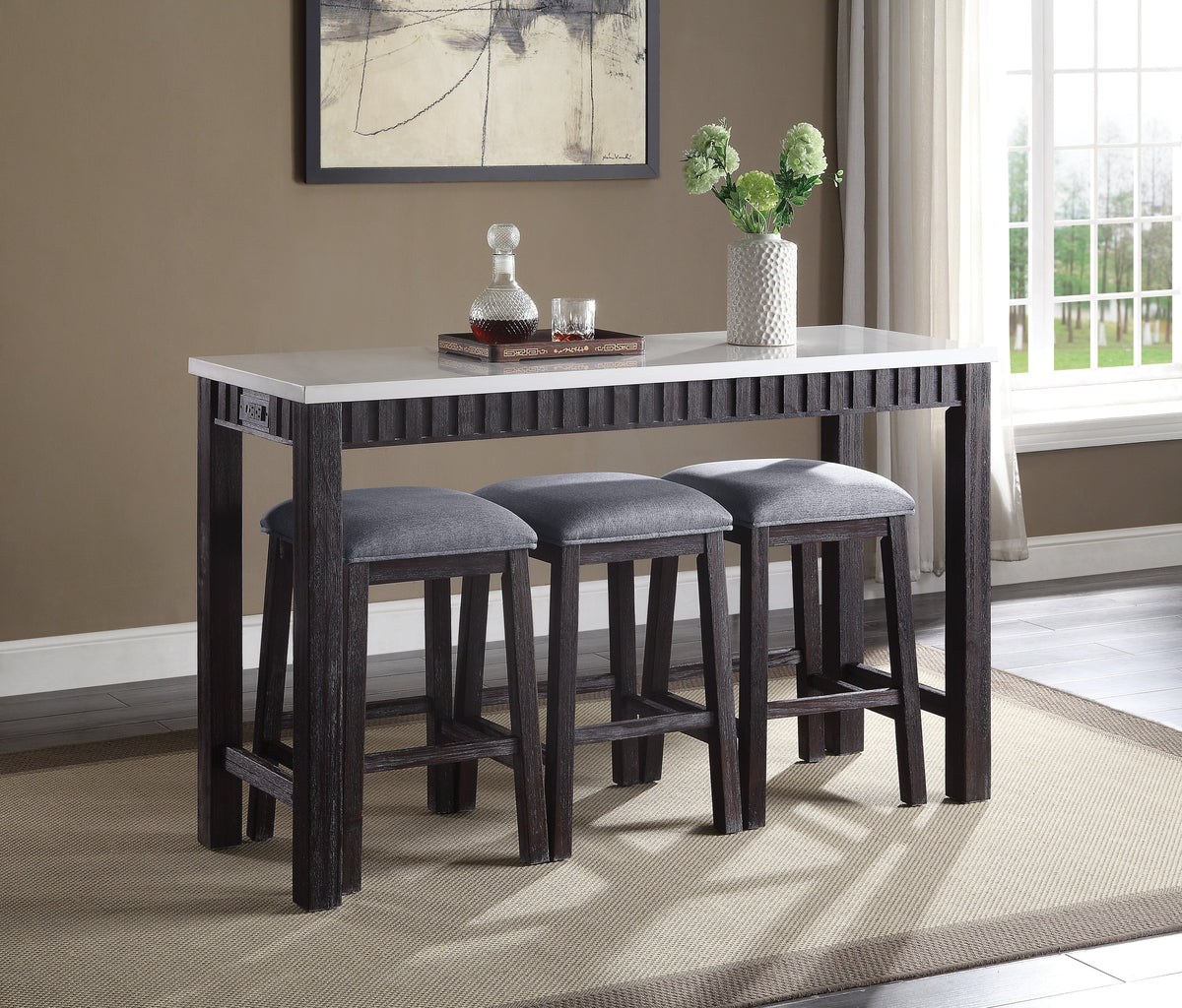 Necalli Marble Top & Weathered Dining Set