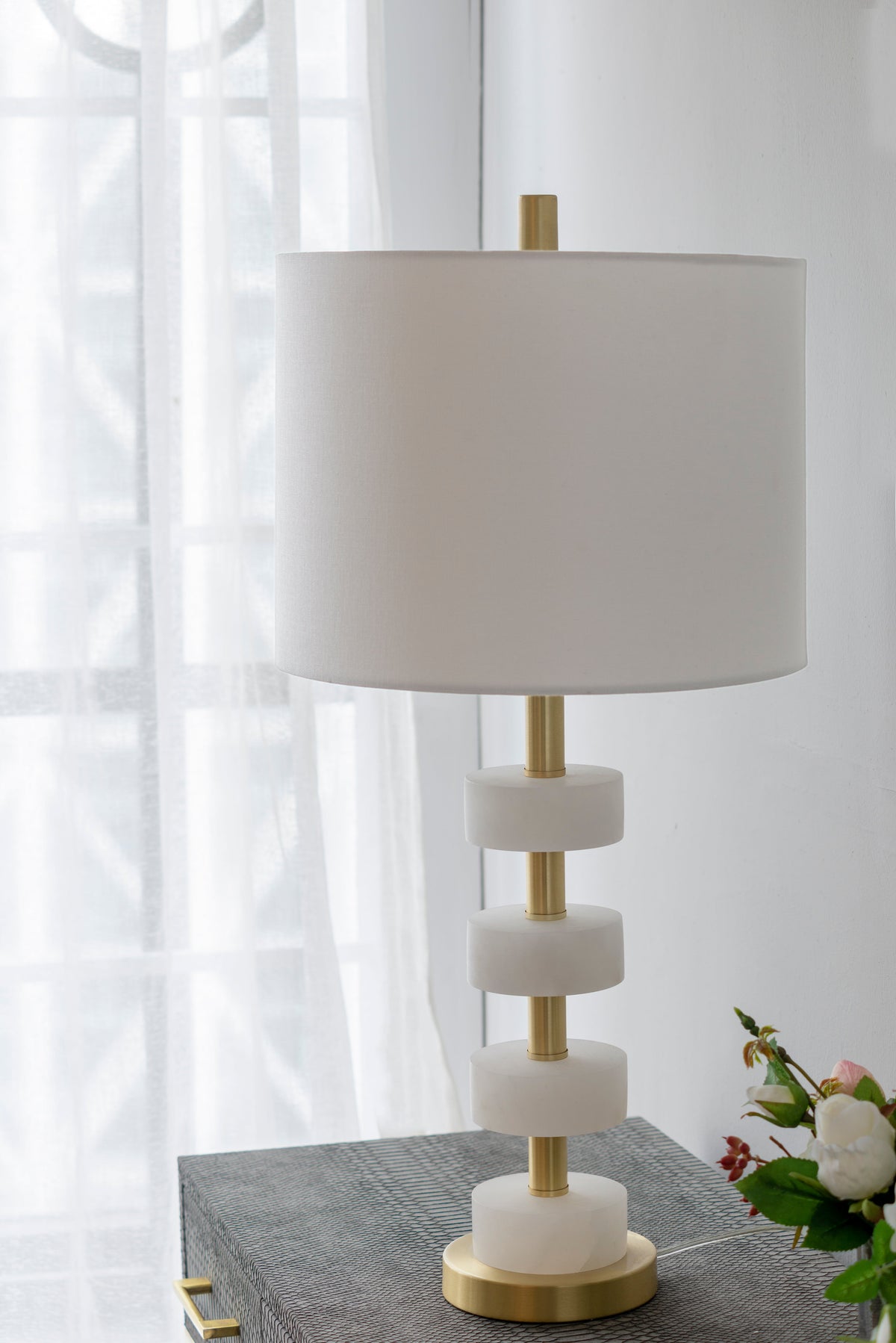 13x13x26" Marble Table Lamp