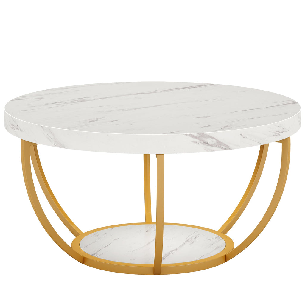 Modern Round Coffee Table - 31.7" 2 Tier Design