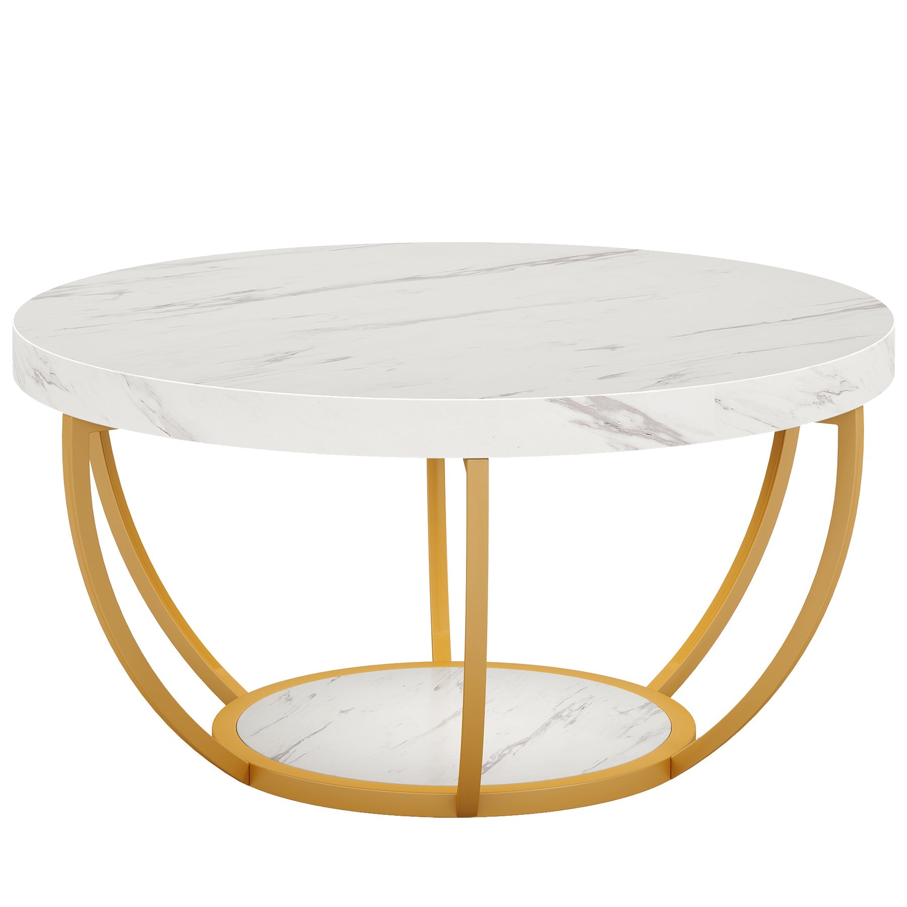 Modern Round Coffee Table - 31.7" 2 Tier Design