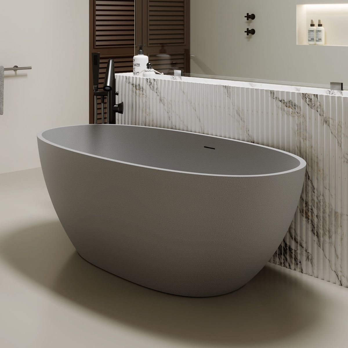 67'' Freestanding Bathtub Resin Stone Soaking Bathtub