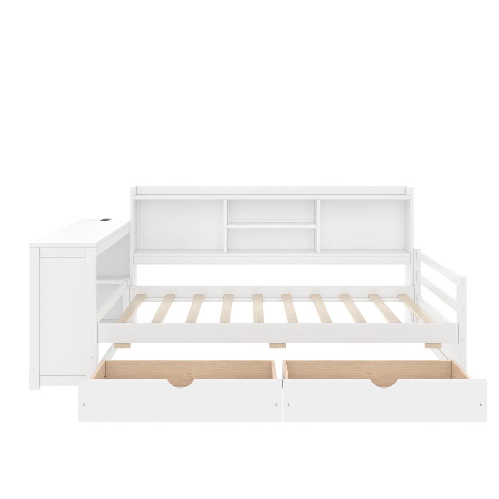 Twin Size Corner Daybed with Storage Drawers & Desk