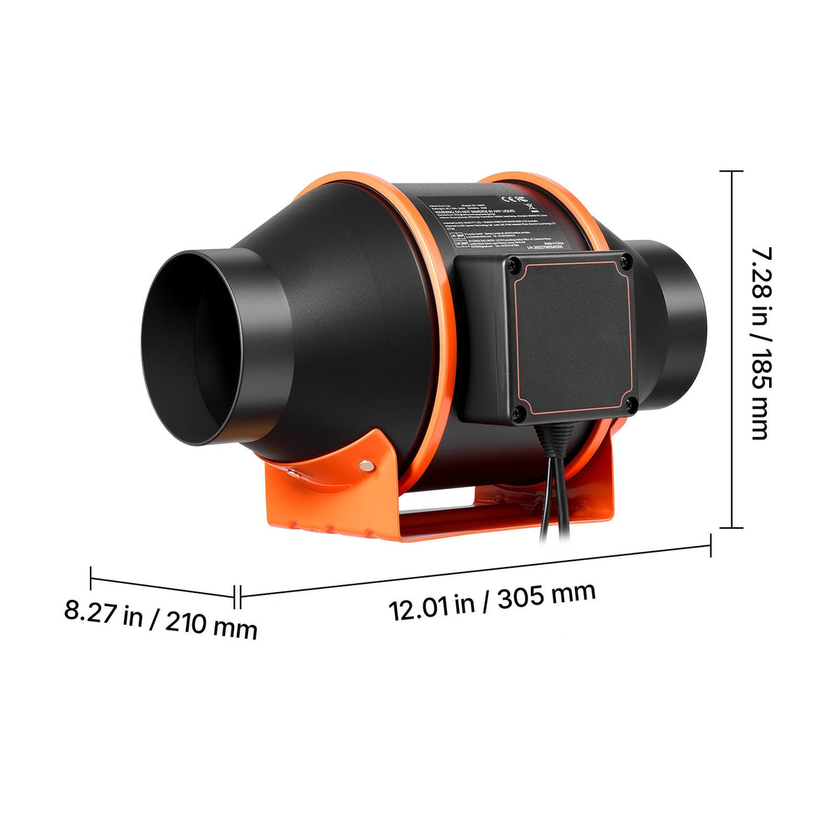 Inline Duct Fan, 205 CFM 4 inch EC Motor Ventilation Fan