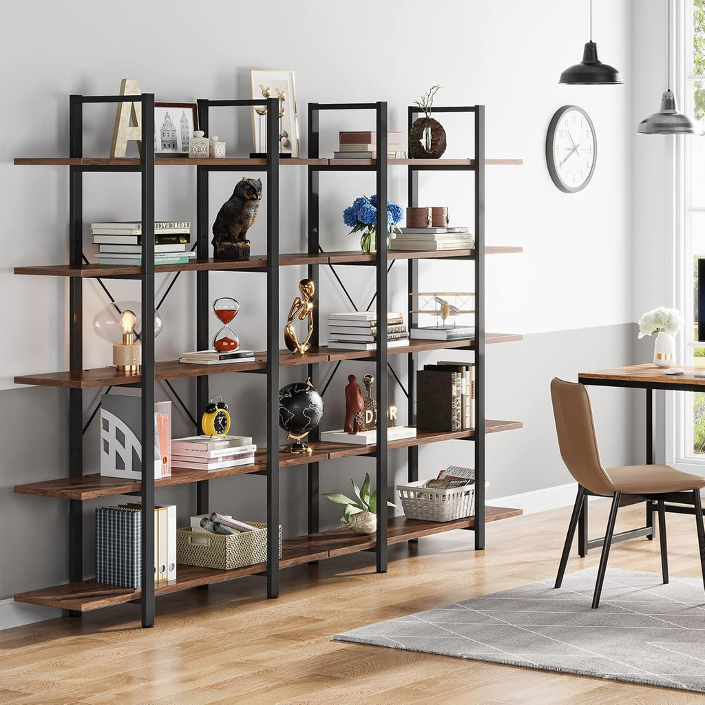 Vintage Industrial 5-Tier Bookshelf