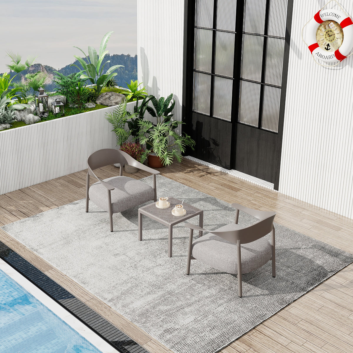 Summer Modern 2-Piece Accent Chair Set with Coffee Table