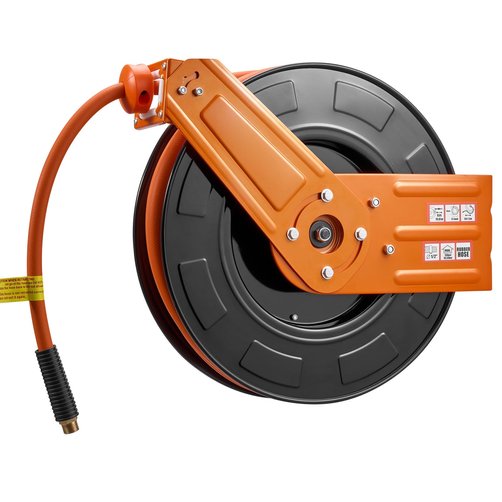 Retractable Air Hose Reel, 1/2 Inch x 65 FT Rubber Air Hose