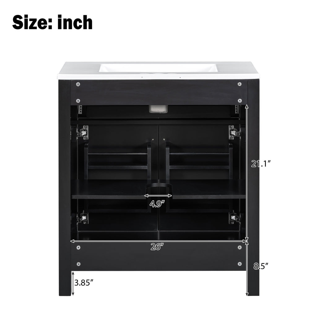 30" Bathroom Vanity with Ceramic Sink - Modern