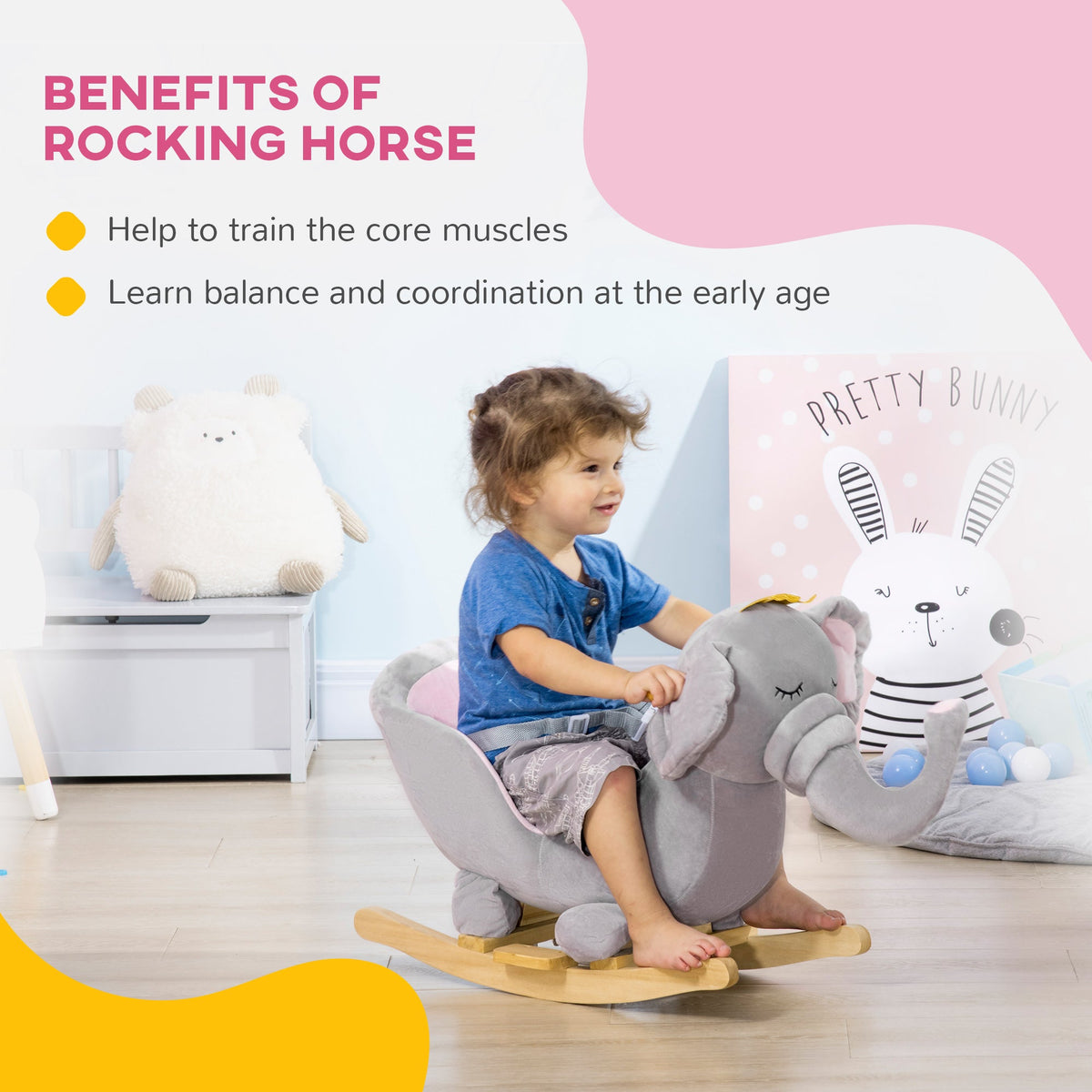 Qaba Baby Elephant Rocking Chair Toddler Rocker Toy