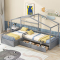 Twin Size House Platform Bed with Three Storage Drawers